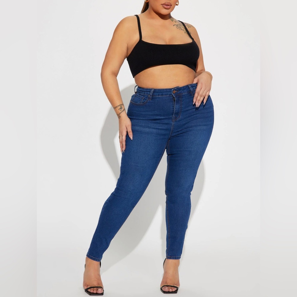 Fashion Nova 2X Dark Wash Sculpting Skinny Jeans Stretch High Rise Denim